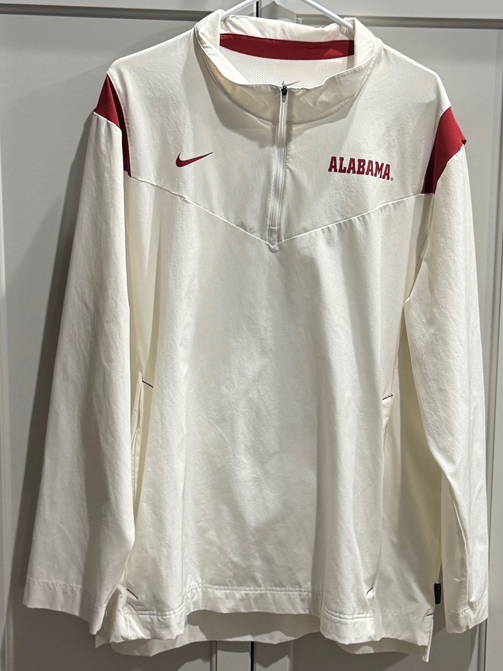 Nike Alabama White & Crimson Quarter-Zip Pullover Jacket